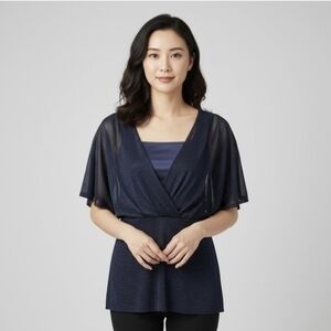 Flattering Summer ALFANI Top Flutter Sleeves Built in Cami New Condition L/XL